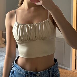 Zara Satin Gold Crop Top